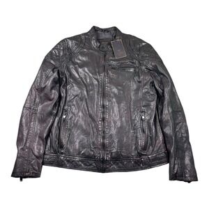 Buckle Outpost Makers Arne Leather Moto Racer Jacket Mens Large Black Red NWT